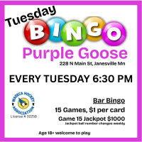 Tuesday Bingo @ Purple Goose in Janesville