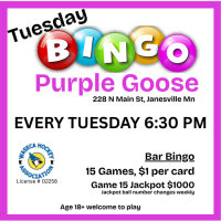Tuesday Bingo @ Purple Goose in Janesville