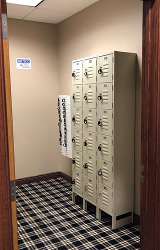 Free Lockers with built-in phone charging