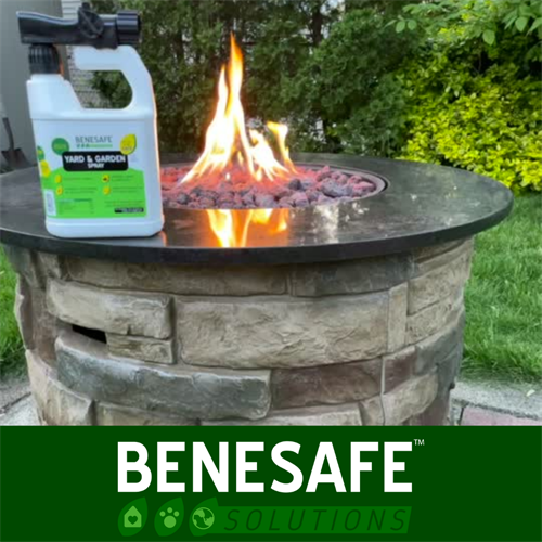 Benesafe spray for outdoor use on patios, decks, areas around the house