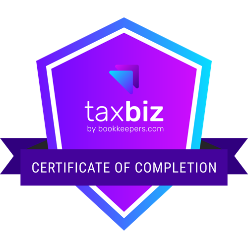 TaxBiz Certificate of Completion