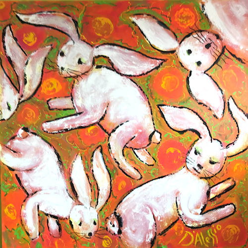 "A Bevy of Bunnies" original acrylic on canvas