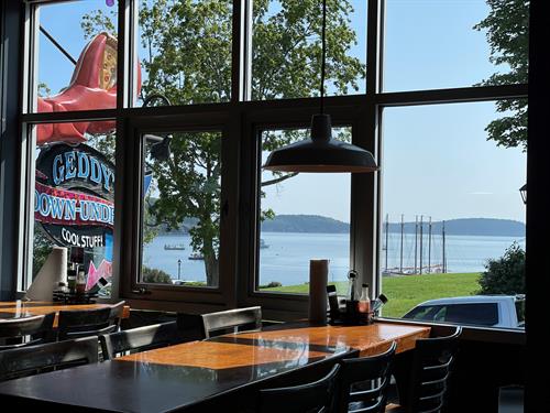 Join us for lunch and a water view across from the harbor at Geddy's in Bar Harbor