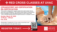 Red Cross CPR/AED/First Aid Certification & Recertification&nbsp;at Upper Valley Aquatic Center