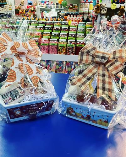We offer gift baskets, and welcome custom orders.