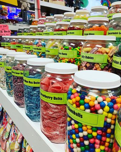 We have over 800 kinds of candy to choose from.