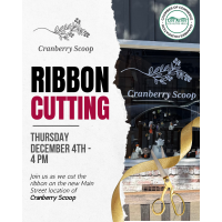 Cranberry Scoop Ribbon Cutting