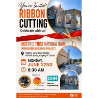 HISTORIC FIRST NATIONAL BANK PROJECT RIBBON CUTTING SCHEDULED FOR JUNE 18 IN DOWNTOWN CHIPLEY
