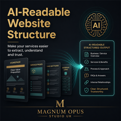 A well-structured website makes it easier for AI systems to extract, understand and trust what your business does. Clear service pages, internal links and FAQs help turn your website into a stronger visibility signal.