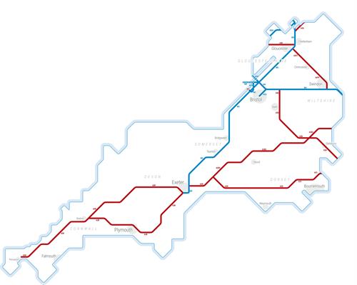 The strategic road network in the South West 
