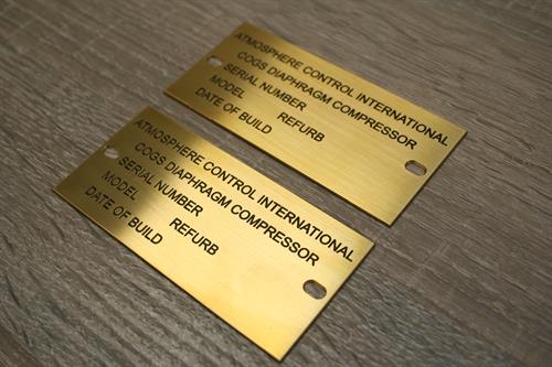 Engraved brass labels