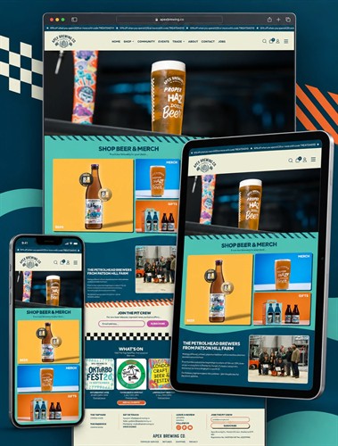 Apex Brewing Co - bespoke Shopify development from supplied creative designs.