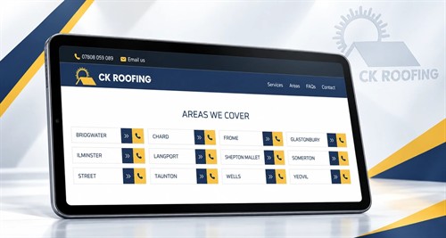 CK Roofing Somerset - responsive website layouts with clear service-area information.