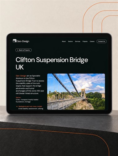 Geo-Design - a clear presentation of technical project experience on tablet.