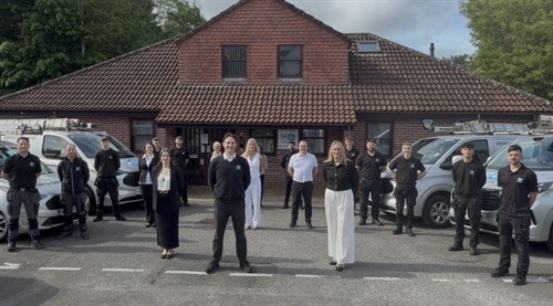 Full team photo outside our Yeovil office