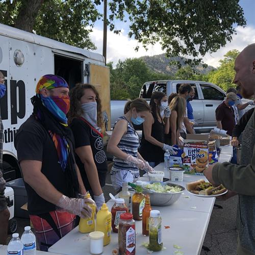Serving food to the homeless at Meals on the Street