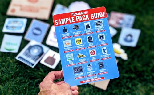At StickerGiant we try our best to give our customer everything they need to know before placing an order, which is why we offer sample packs for $1 featuring our core products. 