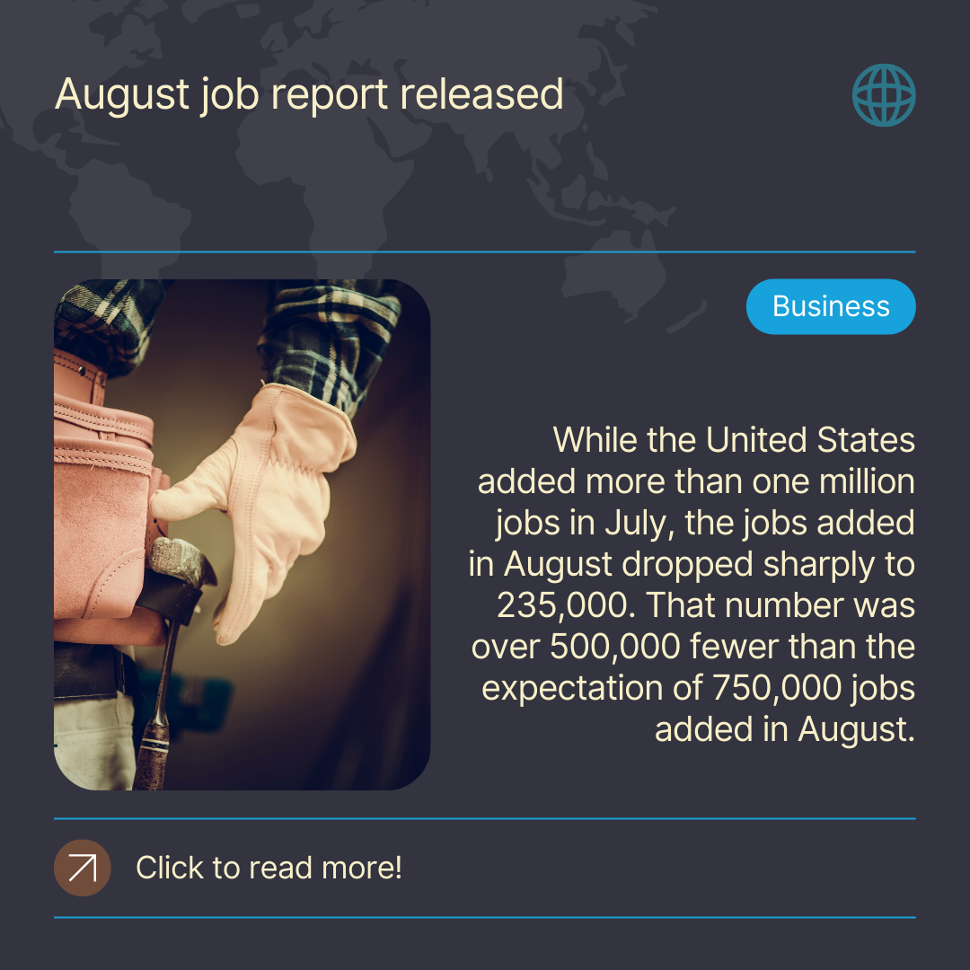 Bureau of Labor issues August jobs report