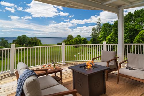 Private deck with firepit overlooking the Penobscot Bay