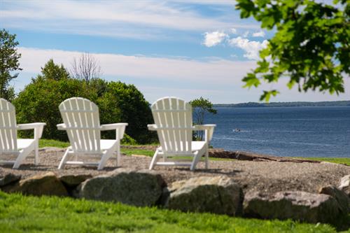 Adirondack sitting area with ocean views