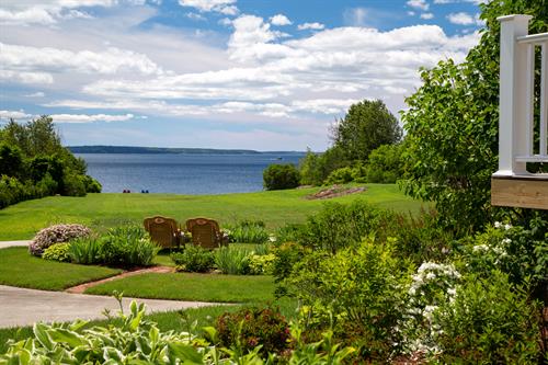 Manicured gardens throughout the 6 acres leading towards the rocky coast