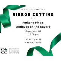 2025- Ribbon Cutting for Parker's Finds Antiques on the Square