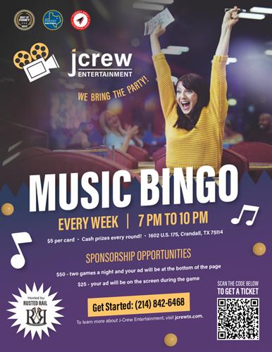 Weekly Music Bingo @ Rusted Rail in Crandall