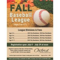 Fall Baseball League - Oxford Parks & Recreation