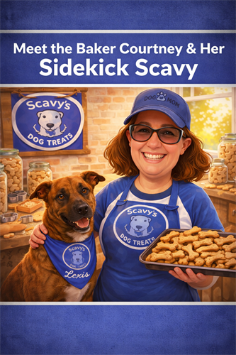 A little illustrated look into Scavy’s Dog Treats—founded by Courtney and inspired by Lexie (Scavy), our official taste tester ???