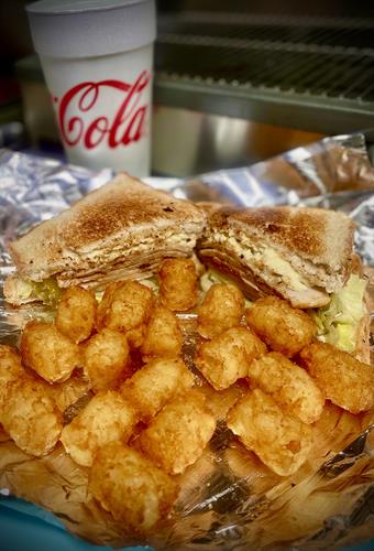 Turkey & Pepper Jack Sandwich with Tater Tots