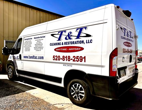 The newest addition to the fleet, our carpet cleaning van equipped with a truck mount steam cleaning system.