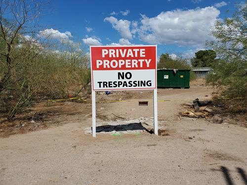 Post and Panel Sign for No Trespassing