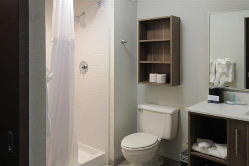 Mainstay King Suite Bathroom with walk in shower