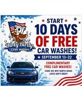 Dirty Birdy Car Wash Turns 1! Celebrate with 10 DAYS OF FREE WASHES!