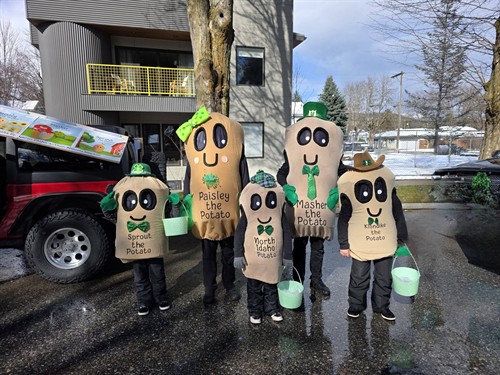 Paisley, Masher, Sprout, Klondike, and North Idaho Potato Mascots (2026 CdA Parade)
