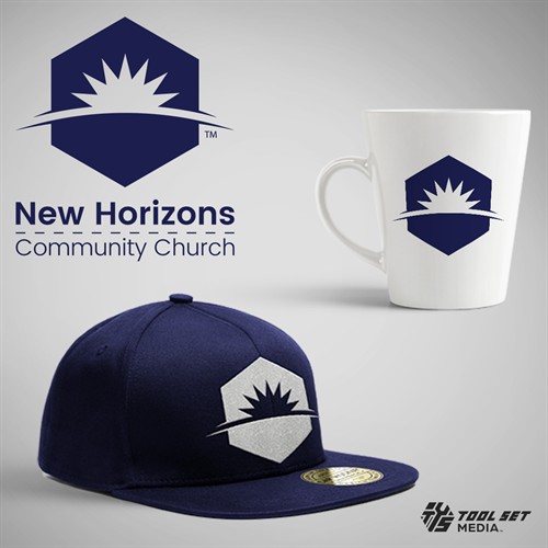 New Horizons Community Church logo on swag