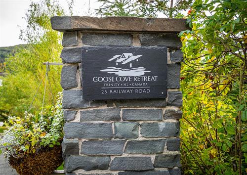 The Lodging at Goose Cove sign.