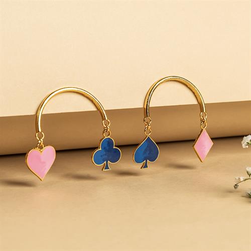 Luck and style collide in our Decked of Card Earrings. Whether you believe in lucky charms or just appreciate the artistry of card games, these earrings are the epitome of playful elegance. They make for the perfect conversation starter at parties and gatherings, reflecting your unique personality and love for life's little gambles.
