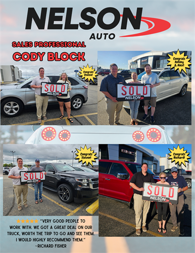 At Nelson Auto of Fergus Falls, MN, we’re driven by you. This week, our sales professional Cody Block went above and beyond helping customers find the perfect vehicle to fit both their needs and lifestyle. Cody isn’t just here to sell cars and trucks — he’s here to make sure you drive away in something you truly love. At Nelson Auto of Fergus Falls, MN, we’re driven by you. This week, our sales professional Cody Block went above and beyond helping customers find the perfect vehicle to fit both their needs and lifestyle. Cody isn’t just here to sell cars and trucks — he’s here to make sure you drive away in something you truly love.
