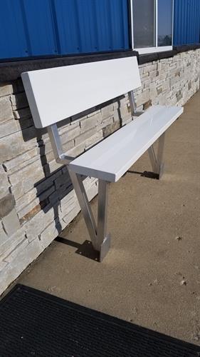 REGISTER TO WIN!! WHITE PAINTED ALUMINUM DOCK BENCH | $250 RETAIL VALUE