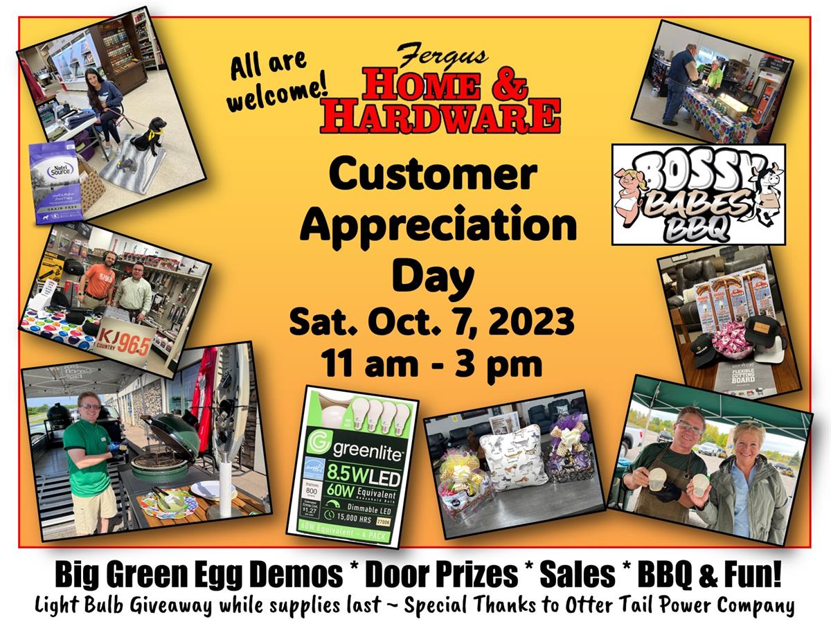 Fergus Home & Hardware Customer Appreciation Day - Oct 7, 2023 - Fergus  Falls Area Chamber of Commerce - Fergus Falls Area Chamber of Commerce, MN