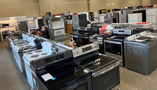 We have a large showroom of appliances for sale.  We match prices too!