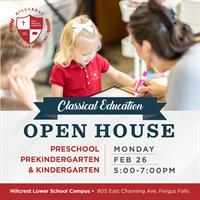 Hillcrest Open House: Preschool, PreK, Kindergarten