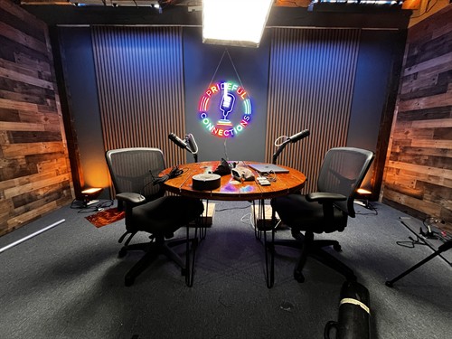 The set for Prideful Connections Podcast
