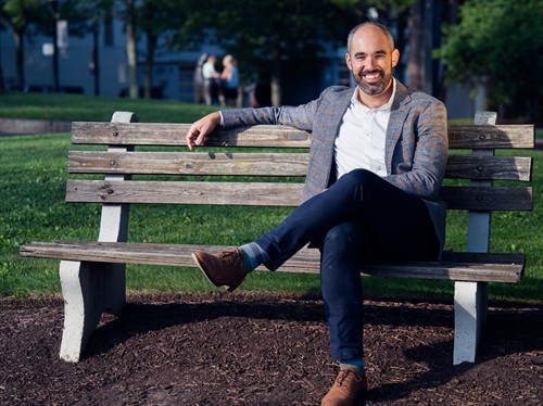 Attorney Aaron Frankel by West Hartford Town Hall. (Photo by Meredith Longo)