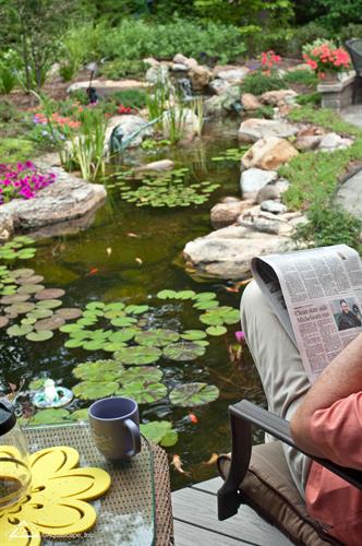 Aquascape ecosystem Pond with People