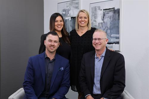 Management Team: Top left to right - Amanda (Operations Manager) and Jeriann (Founder/Owner)  Bottom left to right - Travis (Director of Partner Success) and Kent (Managing Partner)