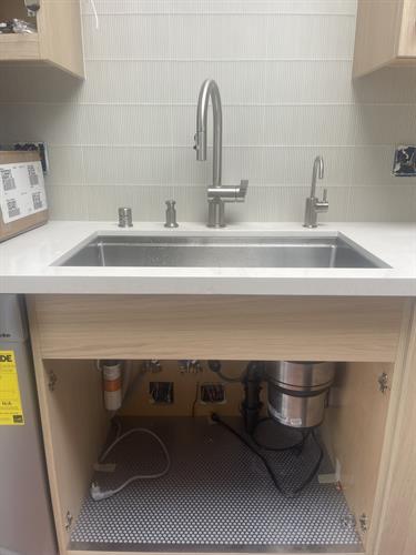 New kitchen faucet, garbage disposal, filtered faucet, soap dispenser and air gap for remodel
