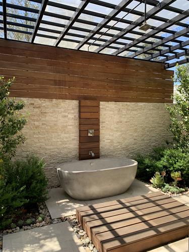 Outdoor tub and shower