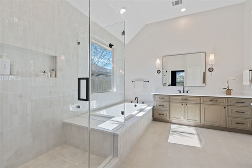 Custom bathroom remodel seen here from top to bottom. 